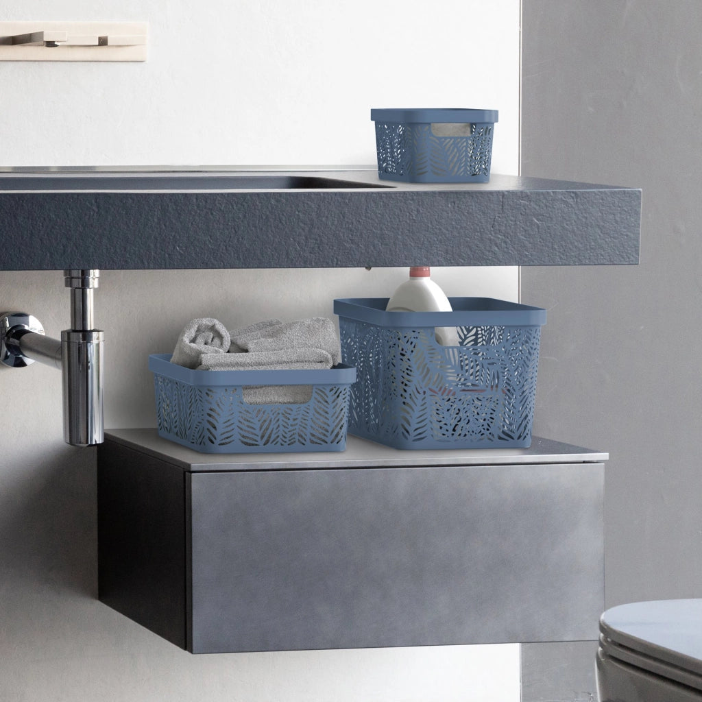 CESTA JUNGLE "M" 35,5X26XH13,5CM BLU CERULEO.
