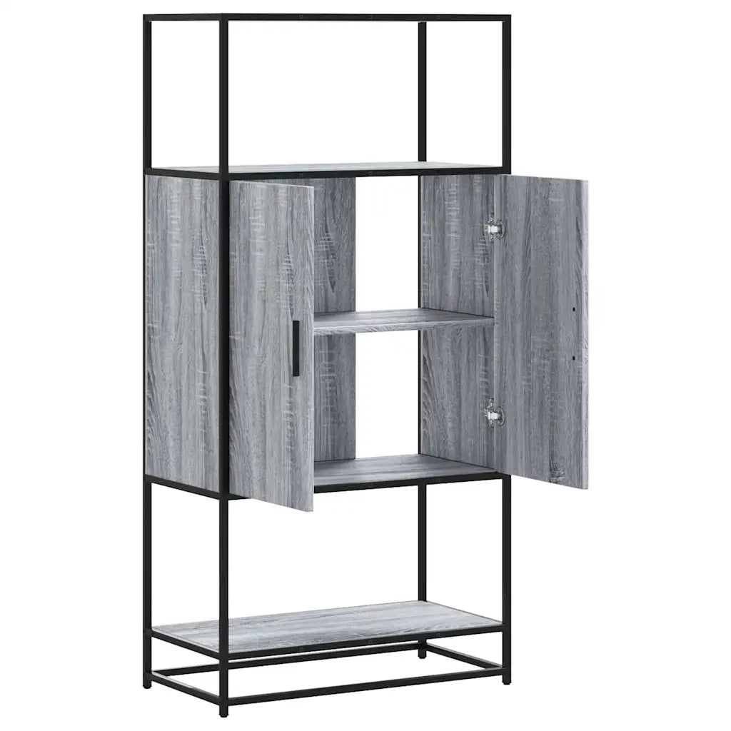 Credenza | Madia | Buffet da pranzo | Armadio da pranzo Grigio Sonoma 68x35x139 cm Legno Multistrato Metallo