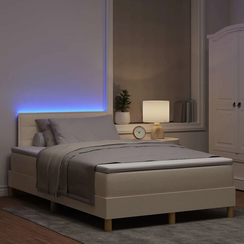 Letto a Sorgente LED con strisce LED Crema 120 x 200 cm Tessuto 3342357