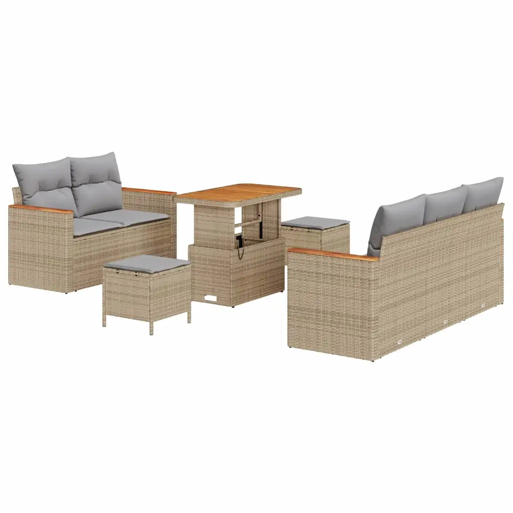Set Divano da Giardino 10 pcs Beige e Grigio Chiaro polyrattan