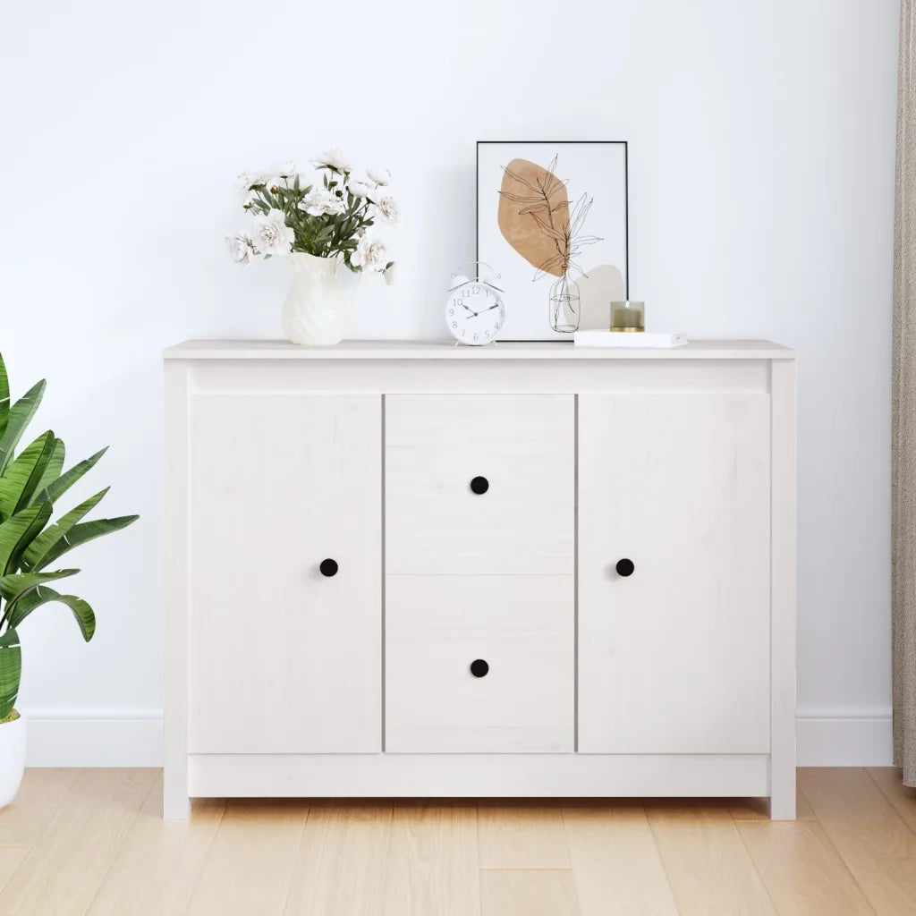 Credenza | Madia | Buffet da pranzo | Armadio da pranzo Bianca 100x35x74 cm in Legno Massello di Pino