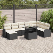 Set Divano da Giardino con cuscino 9 pcs Nero e crema 3348693