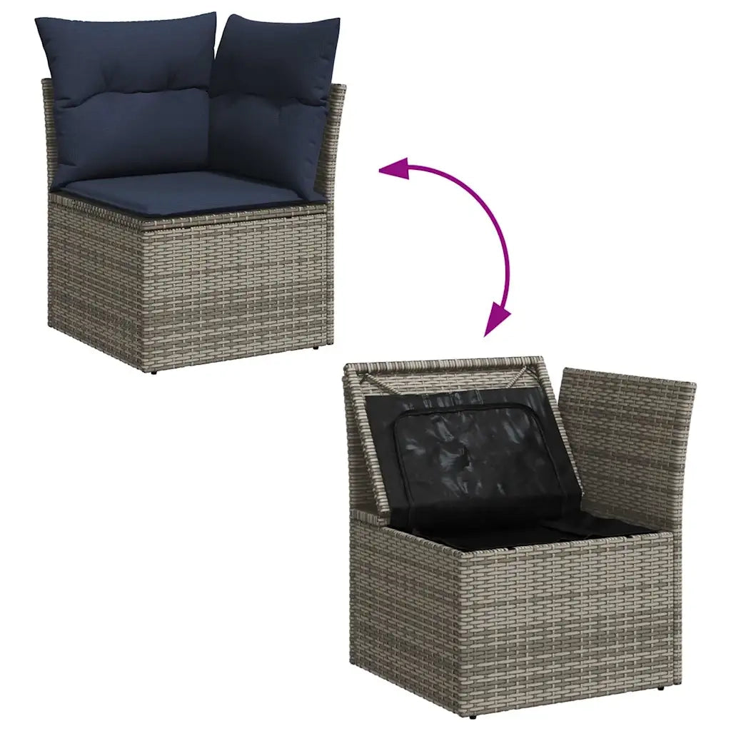 Set Divani da Giardino 12 pz con Cuscini Grigio in Polyrattan 3256040