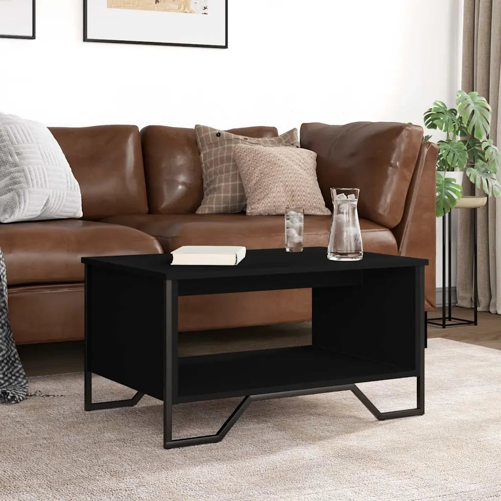Tavolino da Salotto-Tavolino da soggiorno-Tavolo Nero 75x51x40 cm in Legno Multistrato