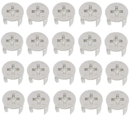 Accessori per Mobili Fissaggi 20 Pezzi - 15mm x 11mm - Metallo Invaso - Resistente alla Corrosione - Adatto per Armadi e Vestiarie - Sostenibile - Connettore per Mobili