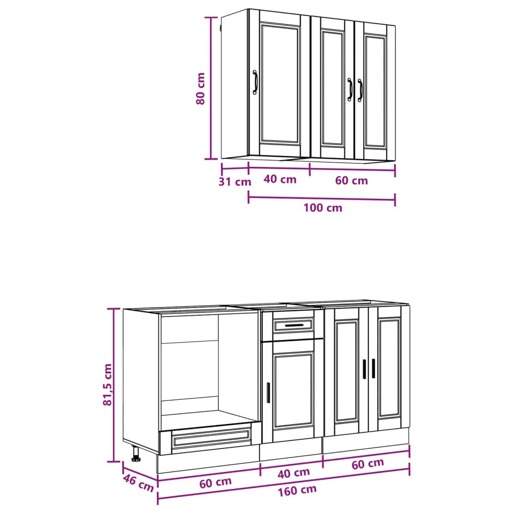 Unità Cucina PORTO 5 pcs Sonoma grigio Legno ingegnerizzato 3438281
