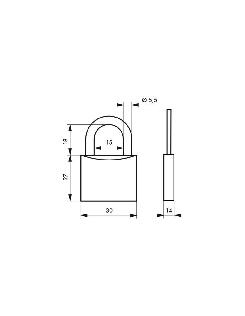 Lucchetto E x plocom E x tra Lock, acciaio, interno, arco in acciaio, 30 mm, 3 chiavi – THIRARD