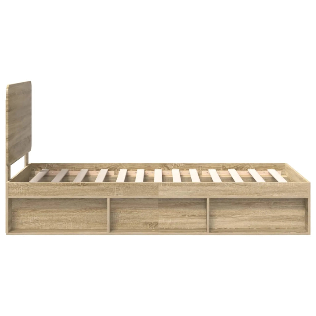 Letto singolo | Letto per adulti | Struttura del letto Rovere Sonoma 75 x 190 cm Pino massello