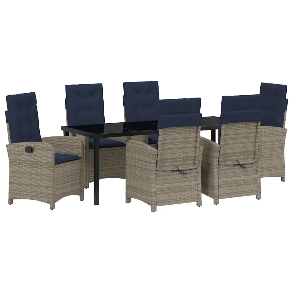 Set da Pranzo per Giardino con cuscino 7 pcs Grigio polyrattan 3380356
