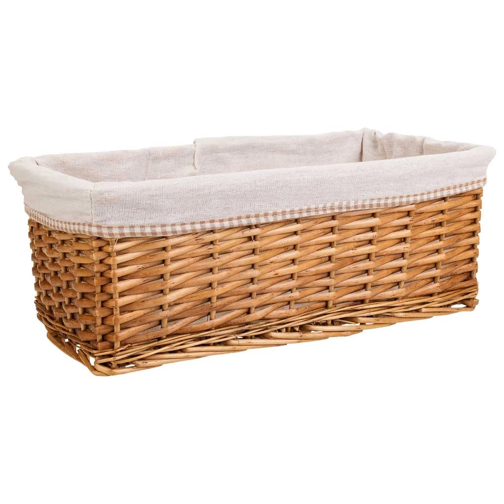 Set di 3 cestini in vimini foderati marroni