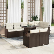 Set di relax con cuscino 9 pcs Marrone Poly Rattan 3348484