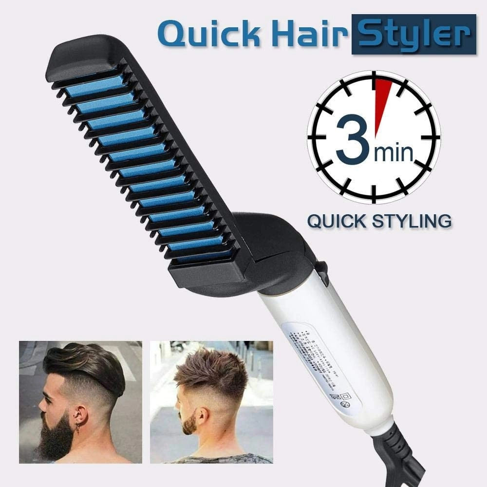 Trade Shop - Pettine Spazzola Styling Riscaldata Uomo Per Raddrizzare Capelli Barba Q-m322 -