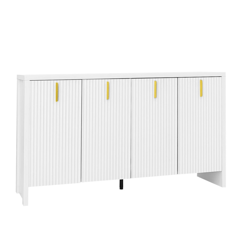 Credenza Moderna ¨C Xylo ¨C Bianco, Maniglie Dorate, Ante con Divisori Regolabili
