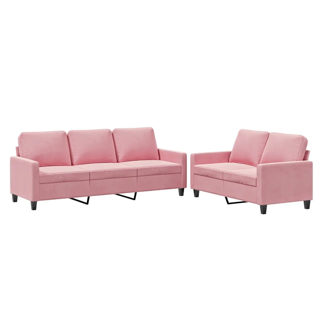 Set di Divani 2 pz con Cuscini rosa in Velluto