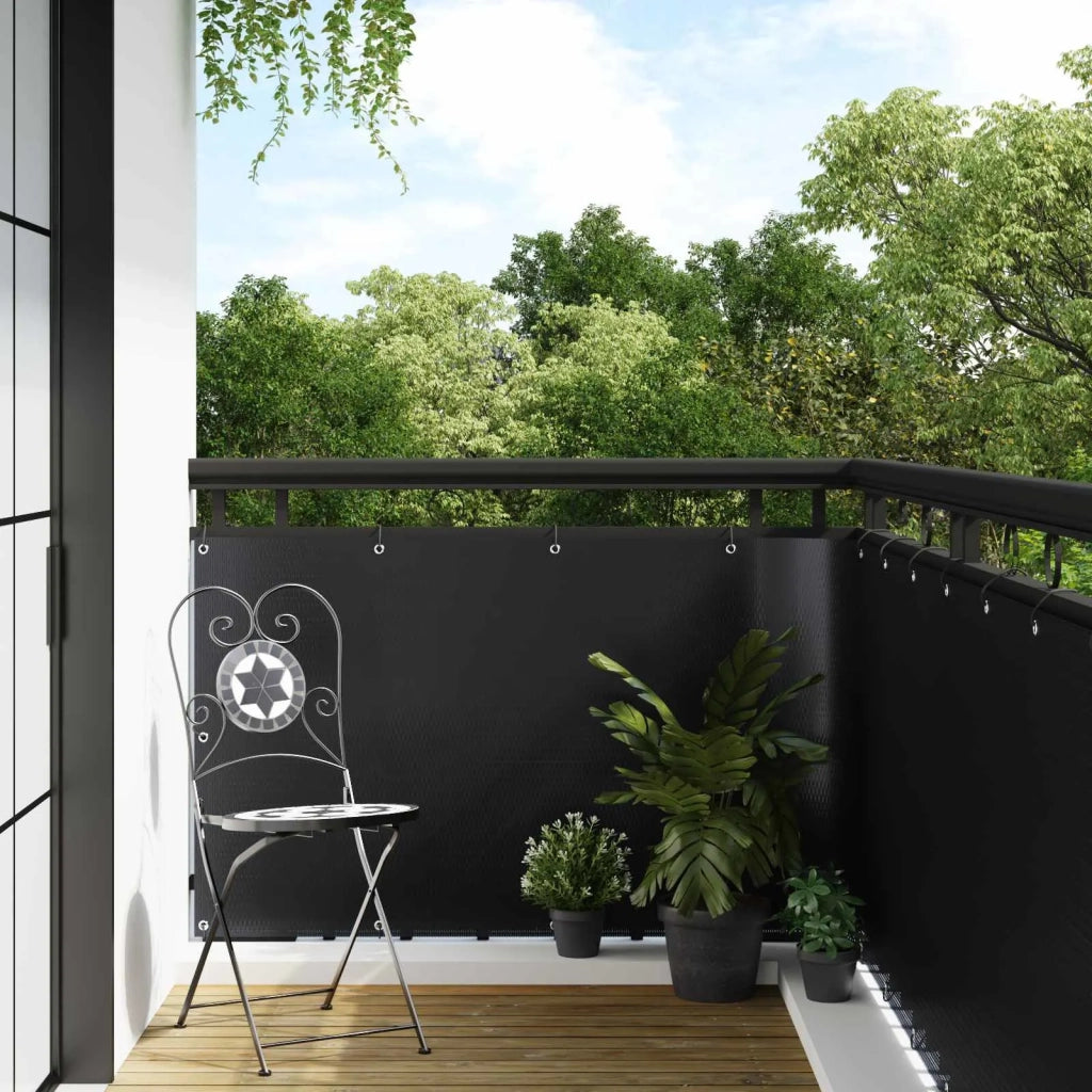 Schermo per Balcone con Occhielli Nero 42032660