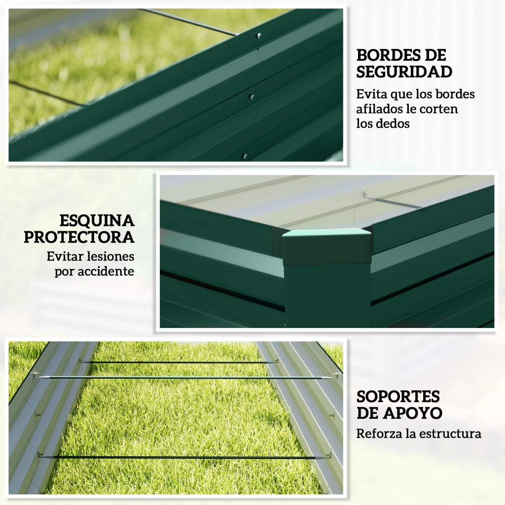 Fioriera Rettangolare da Giardino ¨C Xylo ¨C Acciaio Galvanizzato Verde 240x60x30 cm