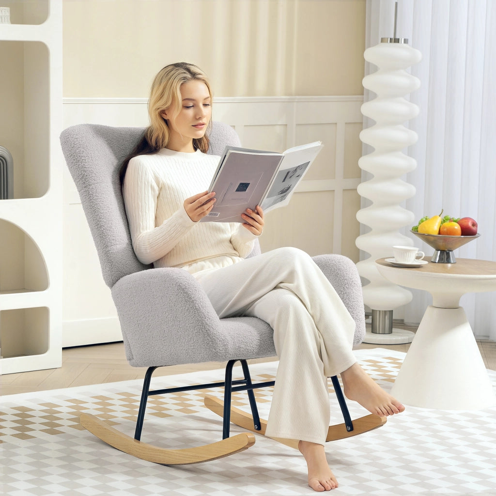 Poltrona Dondolo Imbottita ¨C Minimal ¨C Grigio Chiaro