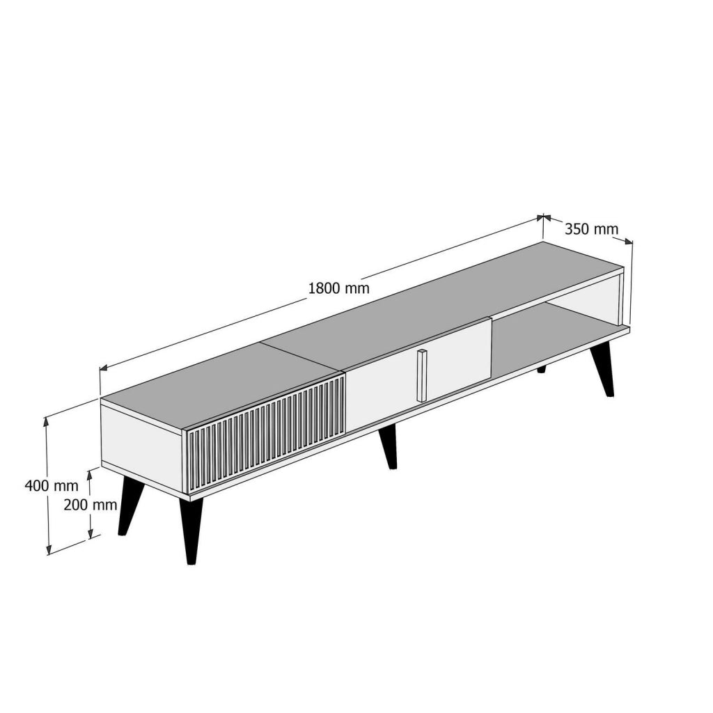 Gordon, Mobile Porta tv un Ripiano, 180x35x40h cm Marrone Noce