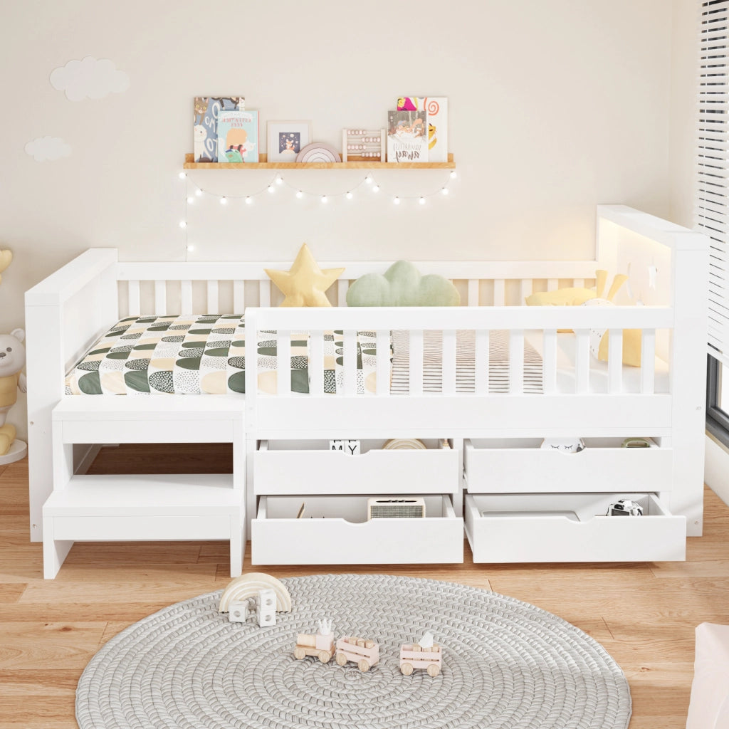 letto per bambini legno bianco 90 x 200 cm