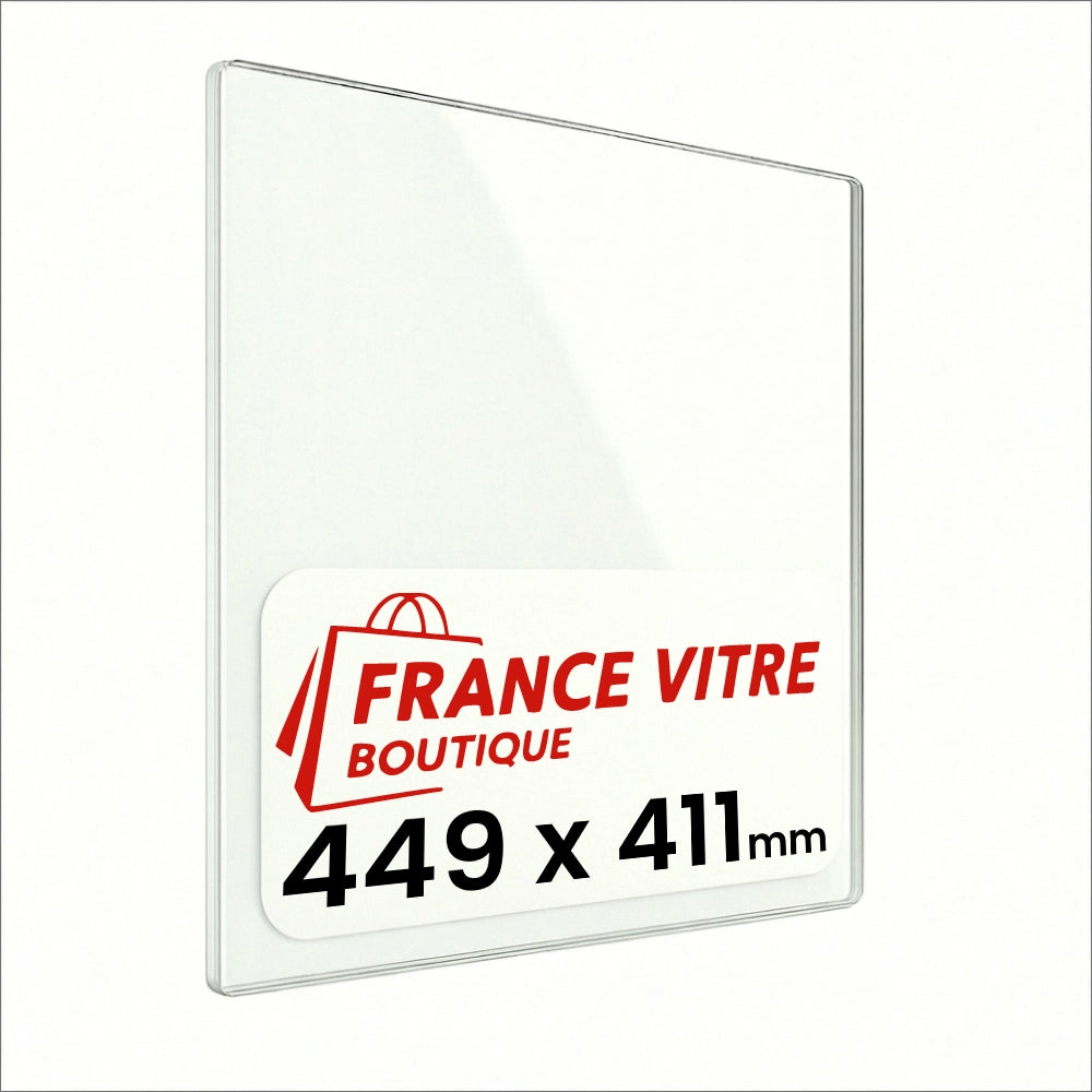 449 x 411 x 4 mm - Vetro per stufa a legna - vetro camino di ricambio - vetro per caminetto resistente al fuoco - France Vitre