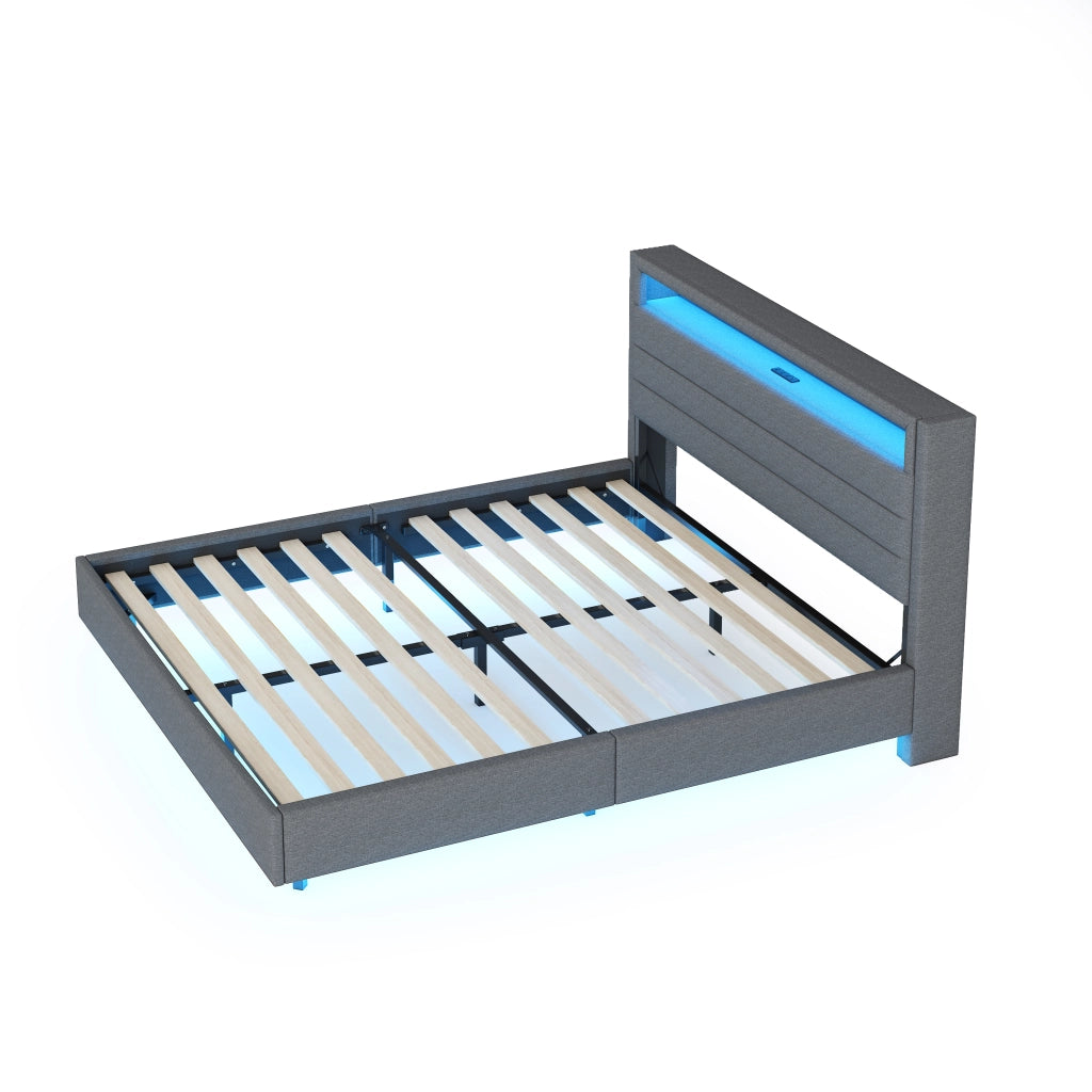 letto imbottito lino grigio 140 x 200 cm