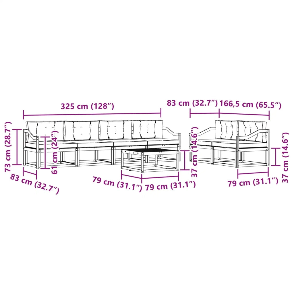 Set di divani da esterno 6 pz Bianco e Antracite 3386111