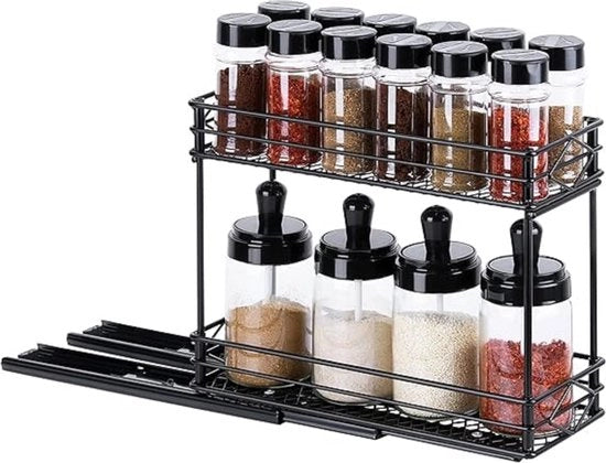 Organizzatore a doppia parete estraibile per spezie - mobile pieghevole - organizzatore da appendere - binario scorrevole - contenitore per flaconi di spezie - cucina e bagno