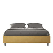 BS COM Letto matrimoniale con rete imbottito 160x190 microfibra ocra