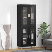 Credenza-Buffet-Armadio da cucina Rovere Nero 69,5 x 34 x 180 cm Legno multistrato 619493