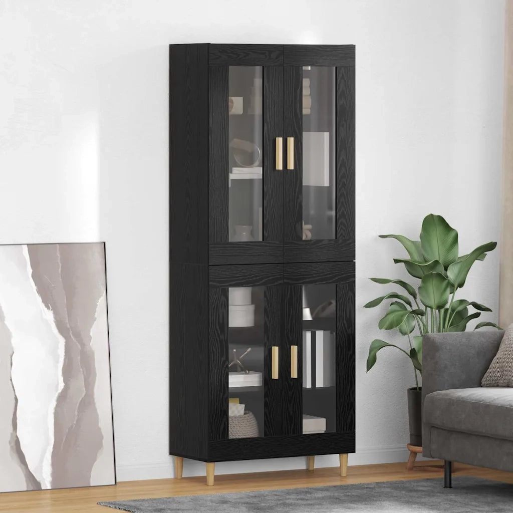 Credenza-Buffet-Armadio da cucina Rovere Nero 69,5 x 34 x 180 cm Legno multistrato 619493