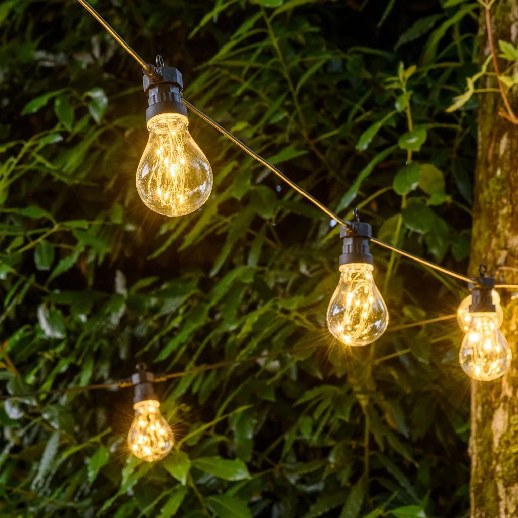 Catena 10 lampadine a goccia led bianco caldo, Ø 67 mm - 10 METRI