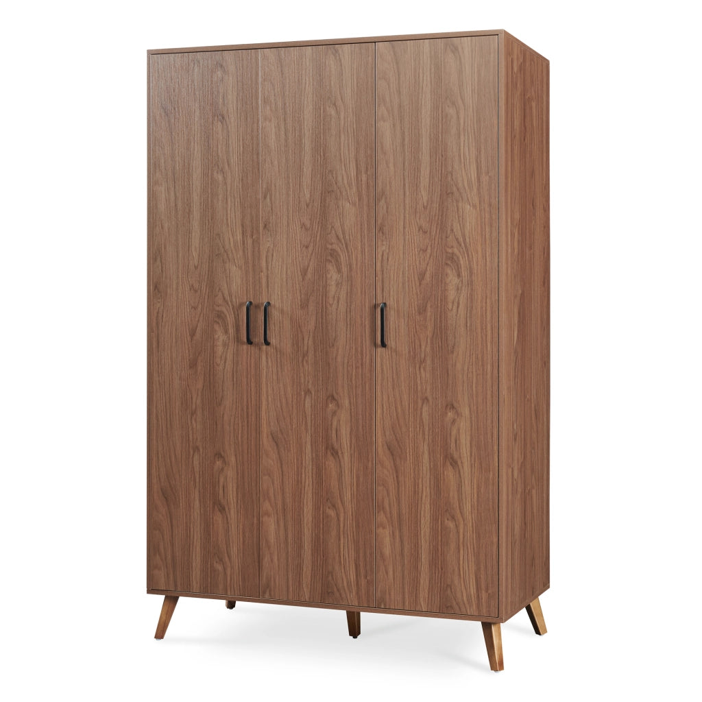 Armadio Guardaroba Norg con 3 Ante e 4 Scomparti 191x120x52 cm - Effetto Noce [en.casa]