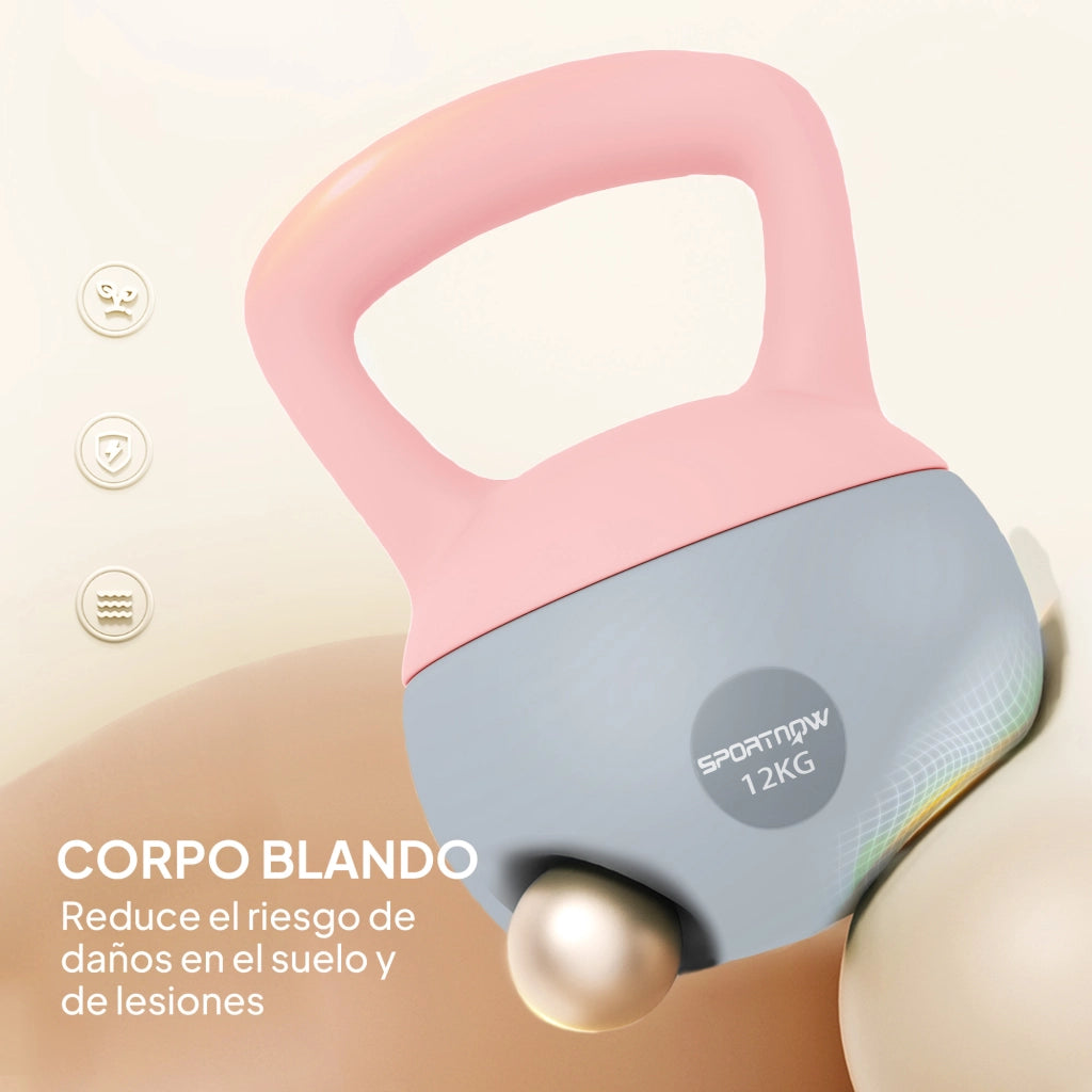 Kettlebell 12 kg ¨C Minimal ¨C Rosa e Grigio 21x21x30 cm