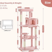 Krabpaal per Gatti Grossi - Kattenboom - Rosso - 55x45x143 cm