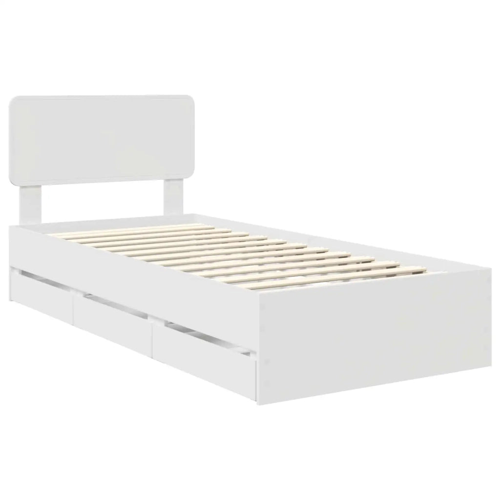 Letto singolo | Letto per adulti | Struttura del letto Bianco 75 x 190 cm Legno ingegnerizzato