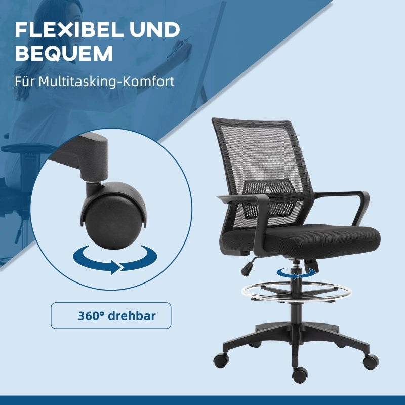 Sedia da ufficio, sedia ergonomica da scrivania con poggiapiedi regolabile, supporto lombare, sedia girevole regolabile in altezza con rivestimento