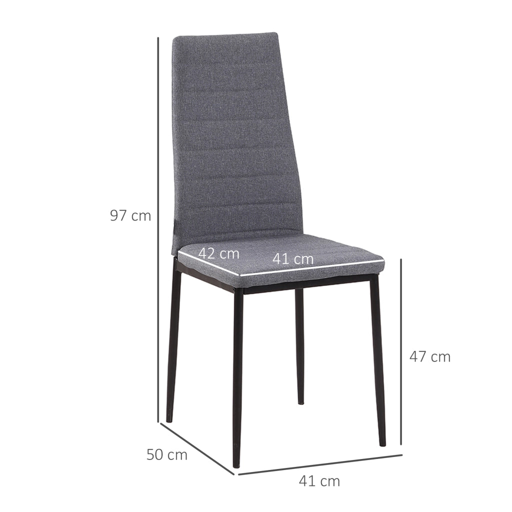 Set 4 Sedie Imbottite da Pranzo ¨C Zephmum ¨C Grigio Tessuto Metallo