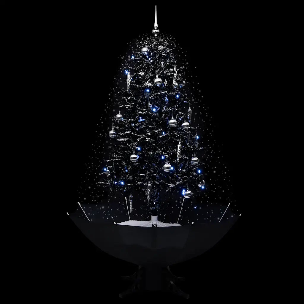 Albero di Natale | Decorazioni natalizie con Nevicata e Base ad Ombrello Nero 170cm PVC