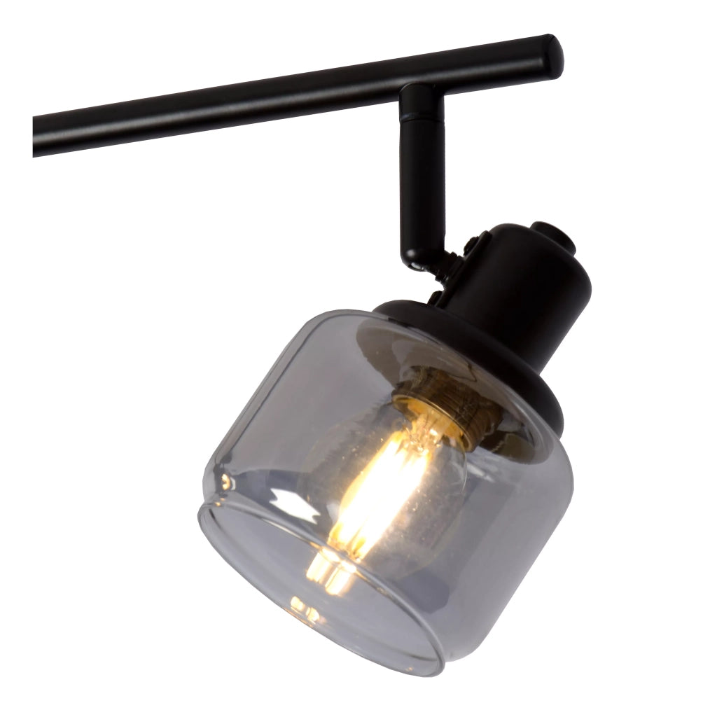 Plafoniera a barra Lucide Bjorn nera vetro 74cm 4xE14
