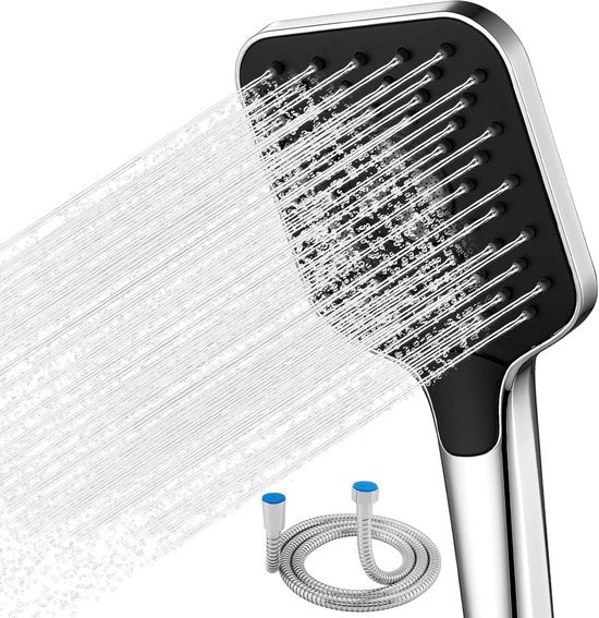 Regolatore di Doccia con Tubo - Efficace nel Risparmio dell'Acqua - Nero