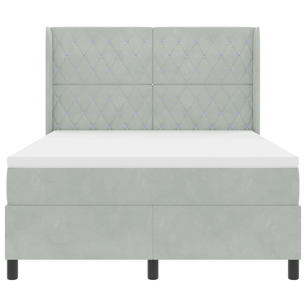 Letto a molle con materasso Grigio chiaro 160 x 200 cm Velluto 3343820