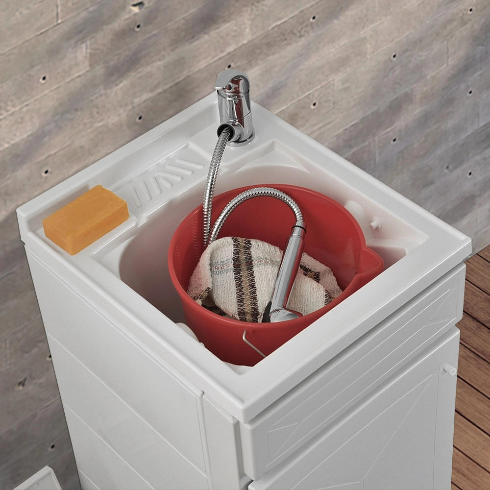 Mobile Lavatoio in Kit bianco 45x50 cm  completo di asse lavapanni