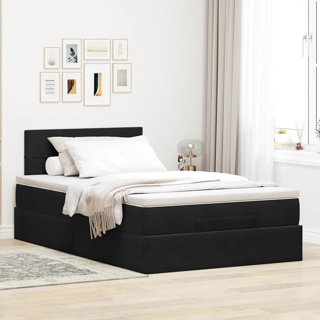 Pouf Letto con Materasso Nero 120x190 cm Velluto 3311761