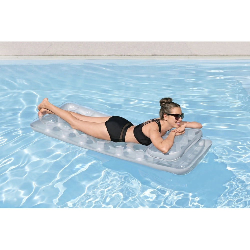 Trade Shop - Materasso Gonfiabile 188x71cm Argentato Trasparente Con Cuscino Per Piscina Lago 43024 -