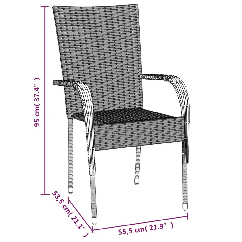 Set da Pranzo da Giardino 7 pz Grigio in Polyrattan 3156677