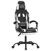 Sedia da Gaming | Sedia da e-sports Girevole Poggiapiedi Nero e Bianco Similpelle