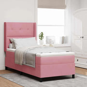 Letto a molle con materasso con led Rosa 100 x 200 cm Velluto