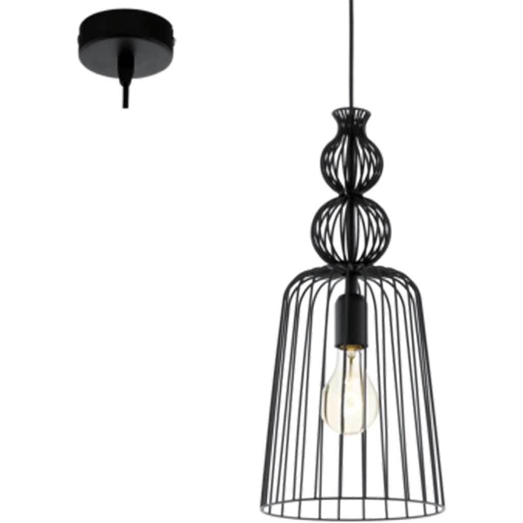 Sospensione Industrial Carterham Metallo Nero 1 Luce E27