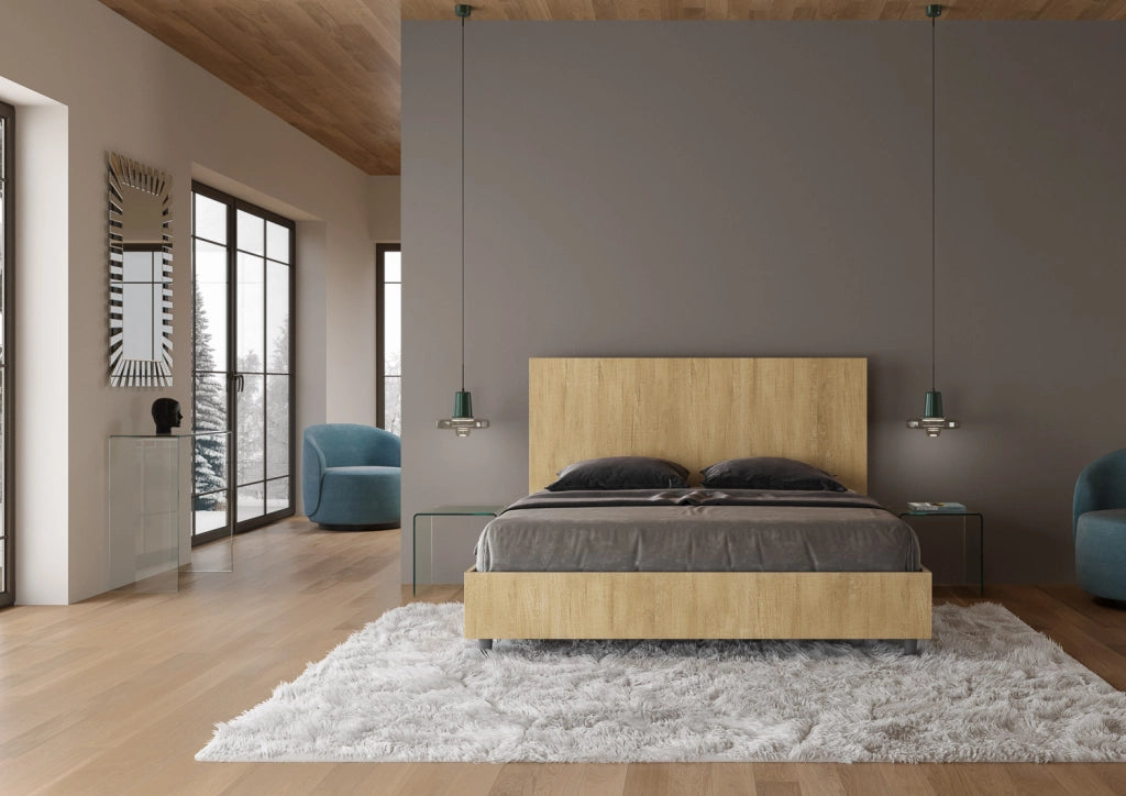 Letto Matrimoniale 160x190 cm con Rete Testata Dritta New Egos Quercia