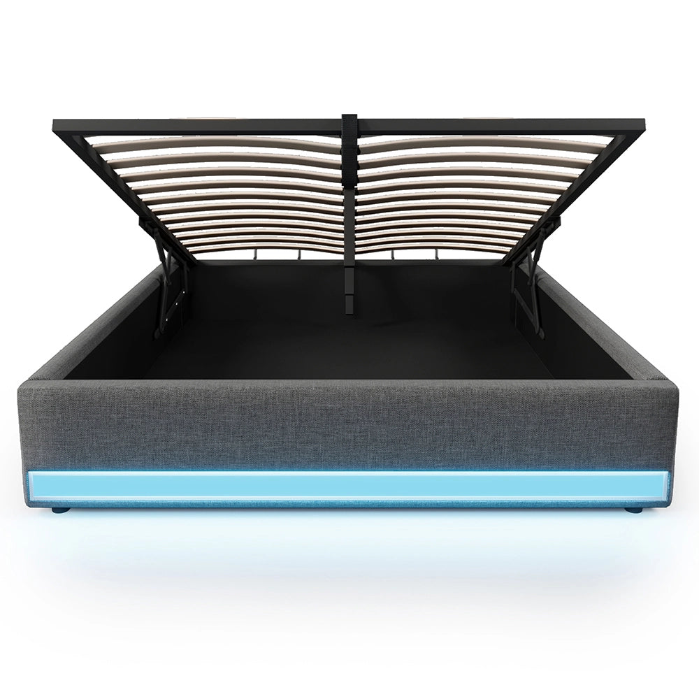 Letto contenitore - Xylo - 140x200 cm LED USB grigio